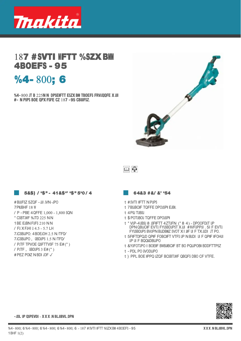 Page 1 de la notice Fiche technique Makita DSL800ZU