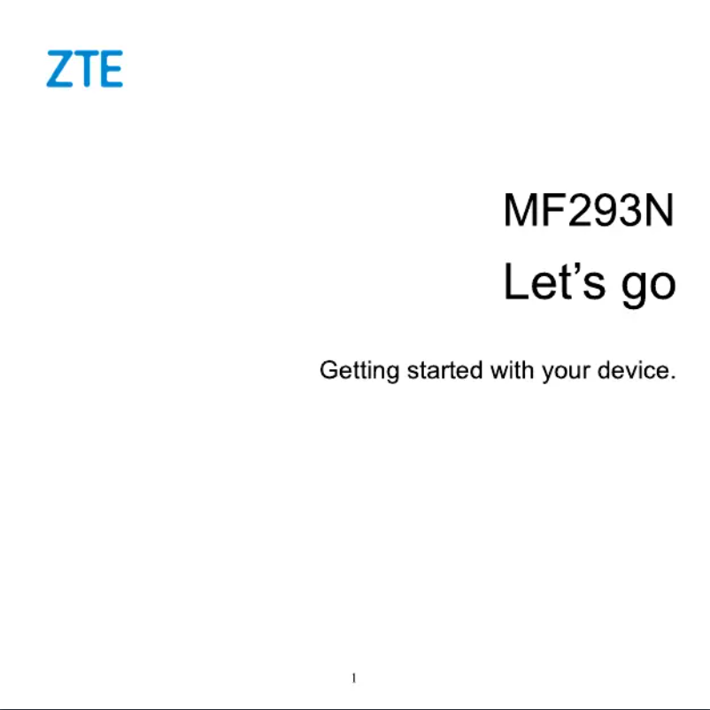 Page 1 de la notice Manuel utilisateur ZTE MF293N