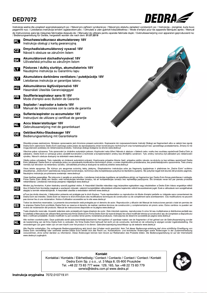 Image de la première page du manuel de l'appareil DED7072