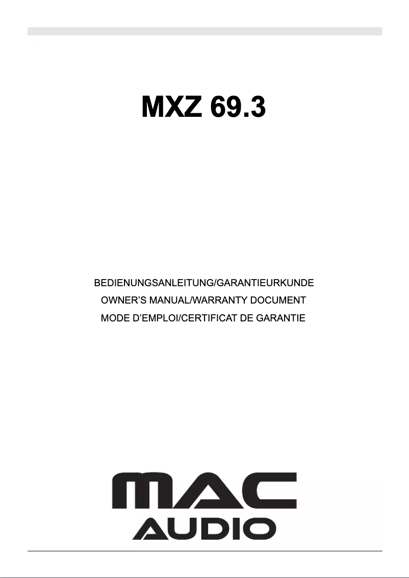 Image de la première page du manuel de l'appareil MXZ 69.3