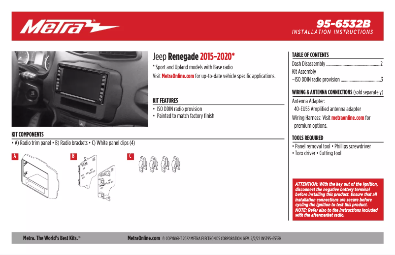 Page 1 de la notice Mode d'emploi Metra 99-6532B