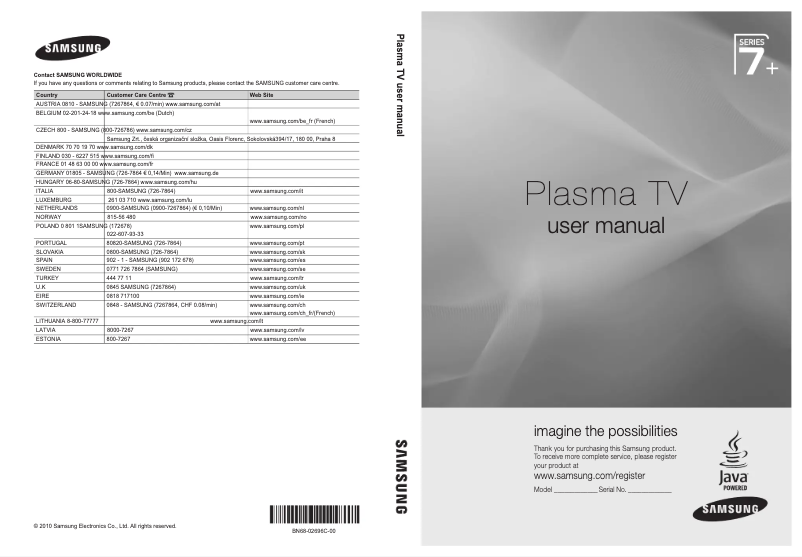 Page n°1 - Manuel utilisateur Samsung PS-50C7HD