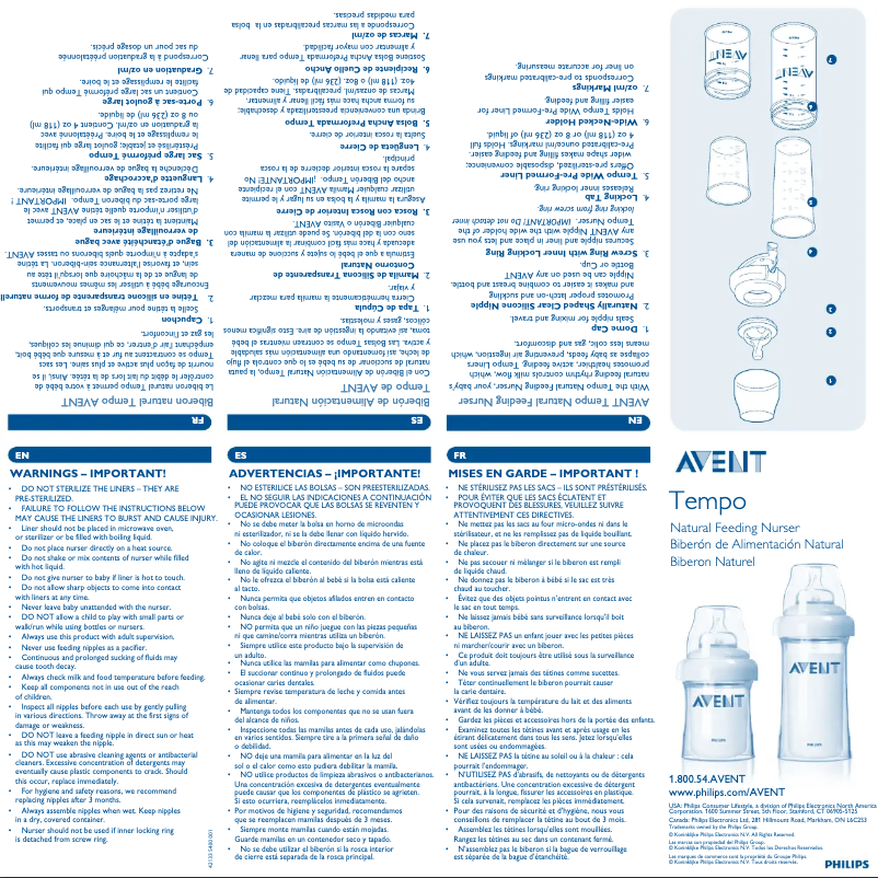Page n°1 - Manuel utilisateur Philips AVENT SCF648