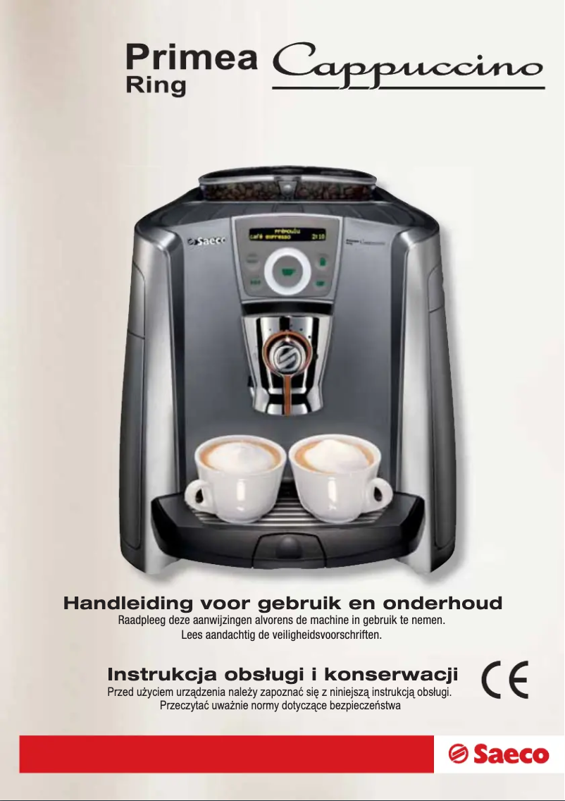 Image de la première page du manuel de l'appareil Saeco Primea Ring