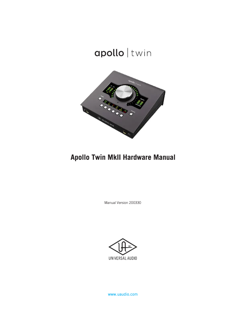 Page n°1 - Manuel utilisateur Universal Audio Apollo Twin MKII