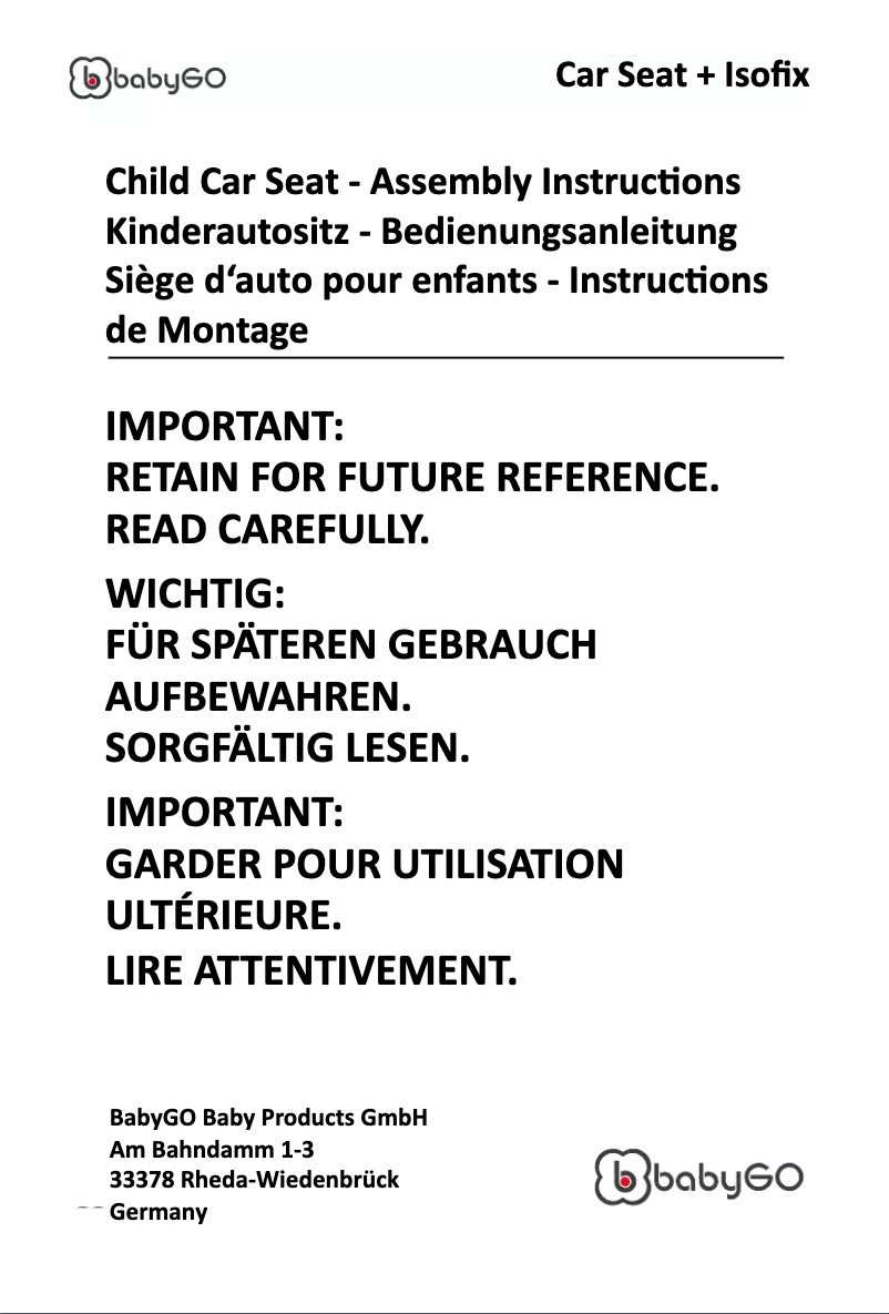 Página 1 del manual Manual de usuario BabyGO Car Seat + Isofix