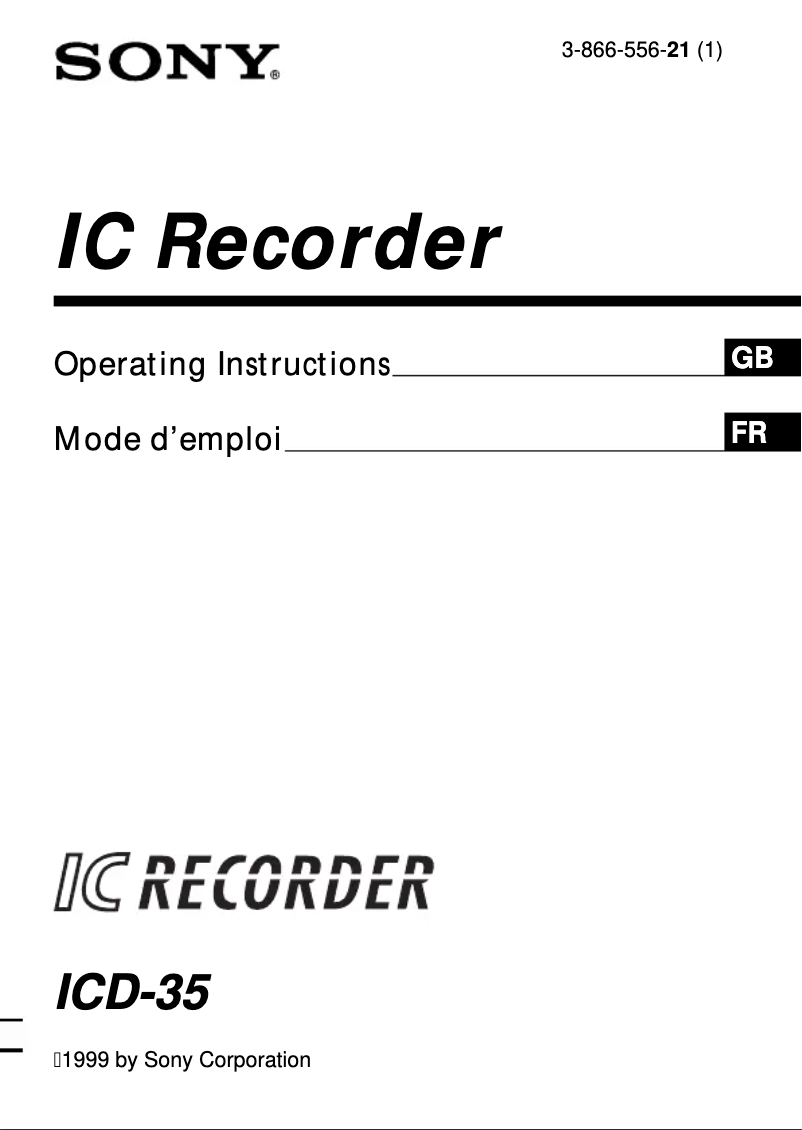 Image de la première page du manuel de l'appareil ICD-35