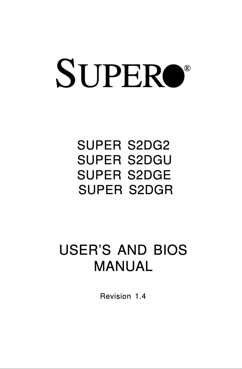 Page 1 de la notice Manuel utilisateur Supermicro S2DGR