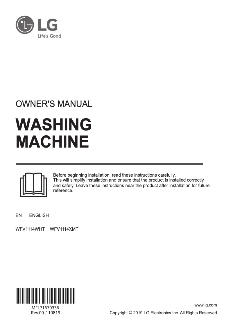 Image de la première page du manuel de l'appareil WFV1114XMT