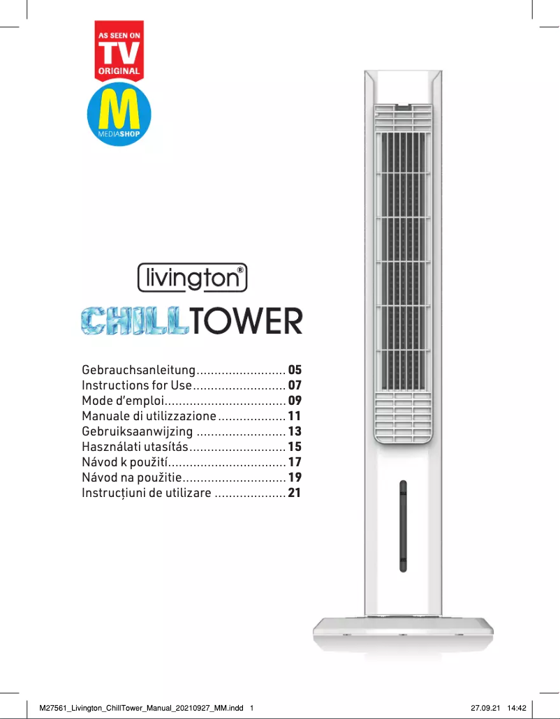 Image de la première page du manuel de l'appareil ChillTower