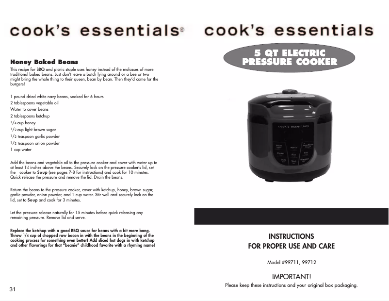 Page n°1 - Manuel utilisateur Cook's essentials 99712