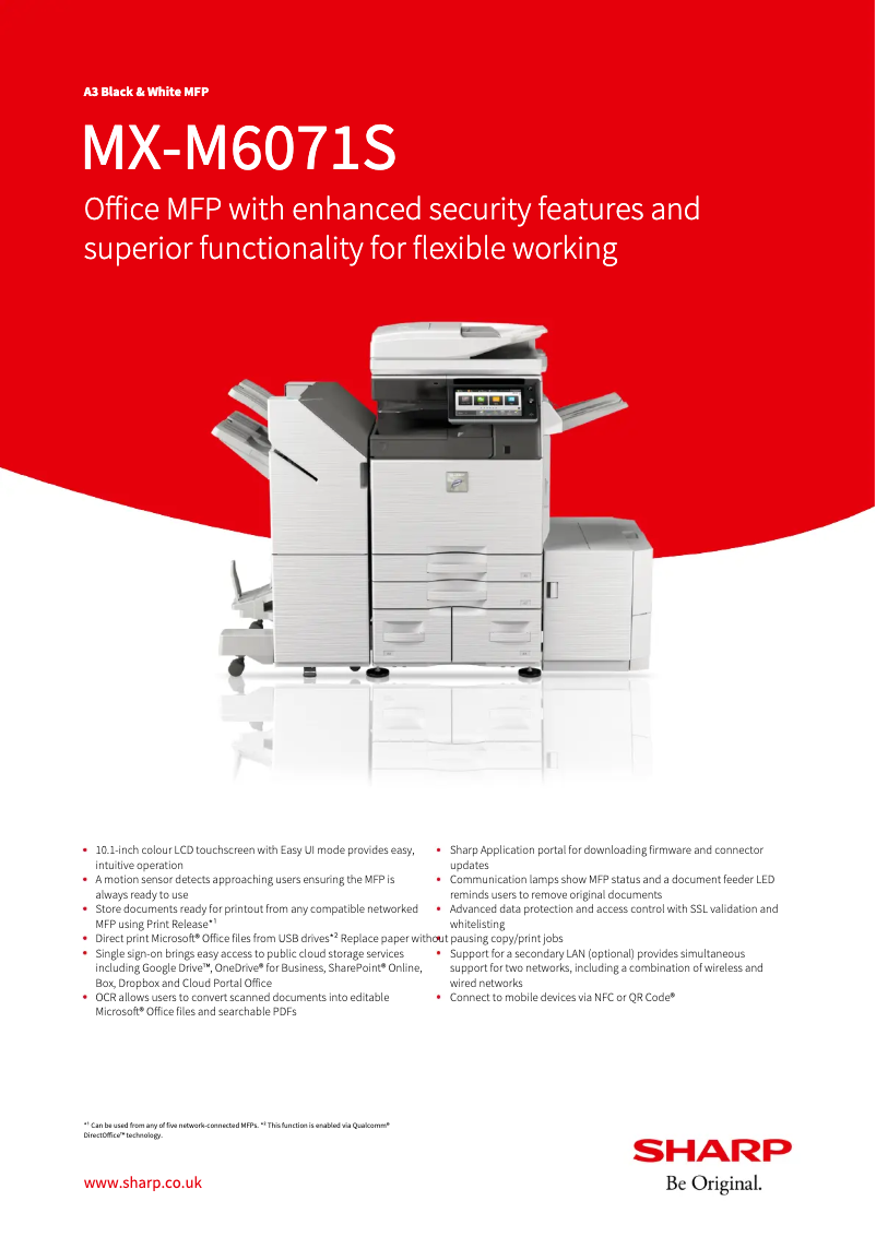 Page 1 de la notice Fiche technique Sharp MX-M6071S