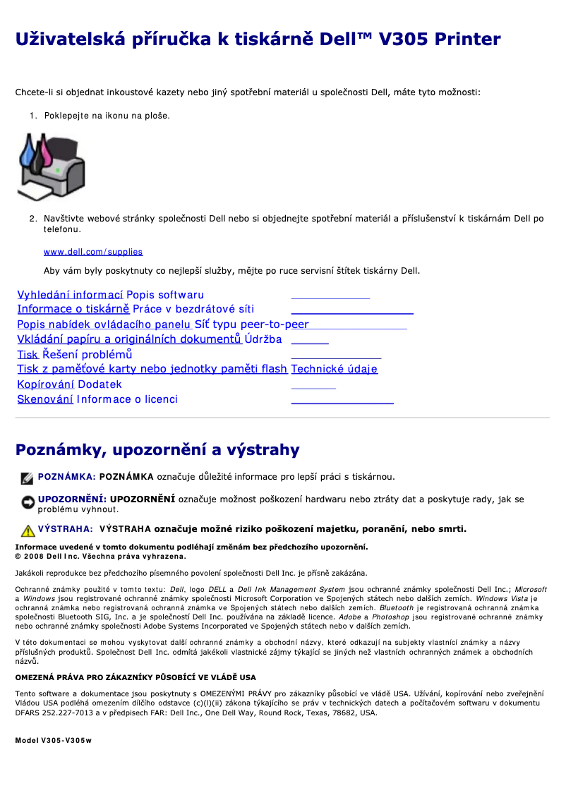 Image de la première page du manuel de l'appareil V305