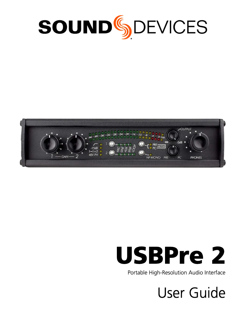 Página 1 del manual Manual de usuario Sound Devices USBPre 2