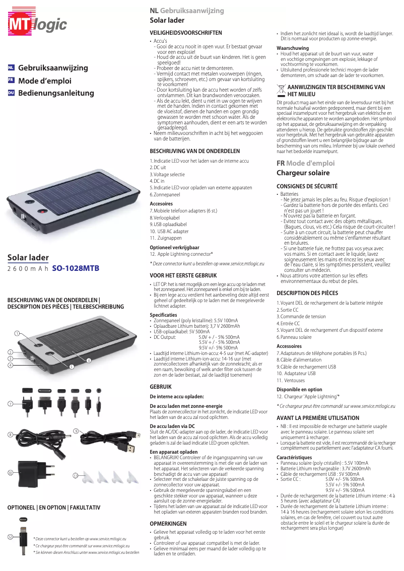Page 1 de la notice Manuel utilisateur MT Logic SO-1028MTB
