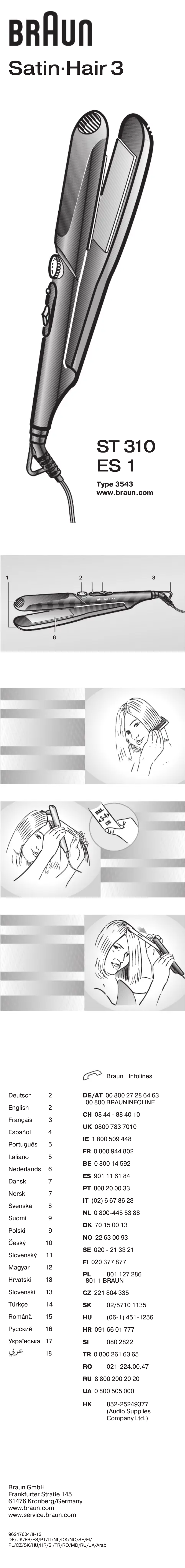 Page 1 de la notice Manuel utilisateur Braun Satin Hair 3 ST 310