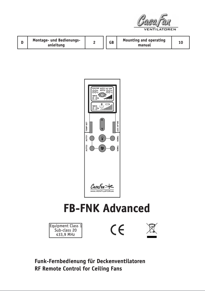 Page n°1 - Manuel utilisateur CasaFan FB-FNK Advanced