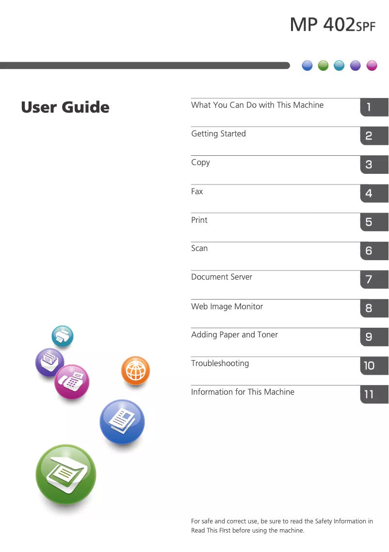 Image de la première page du manuel de l'appareil MP 402spff