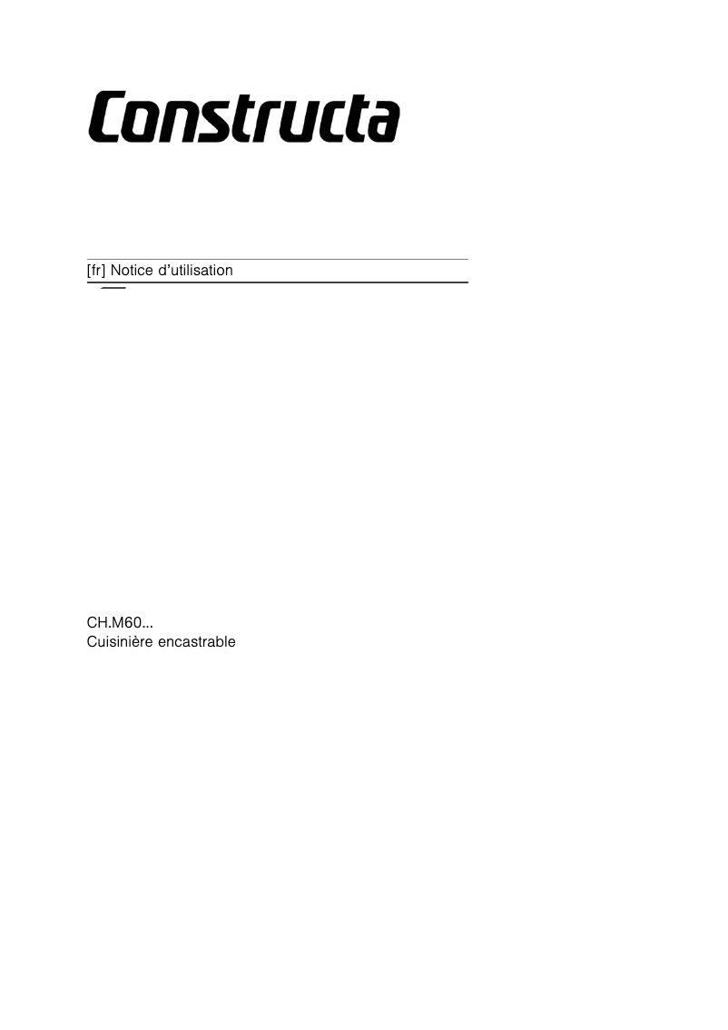Page n°1 - Manuel utilisateur Constructa CH7M60751