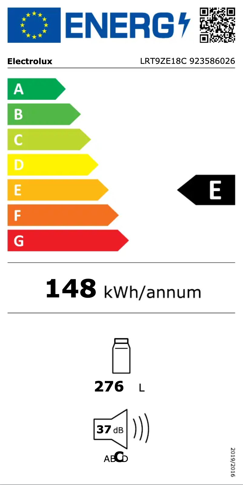 Page n°1 - Label énergétique Electrolux LRT9ZE18C