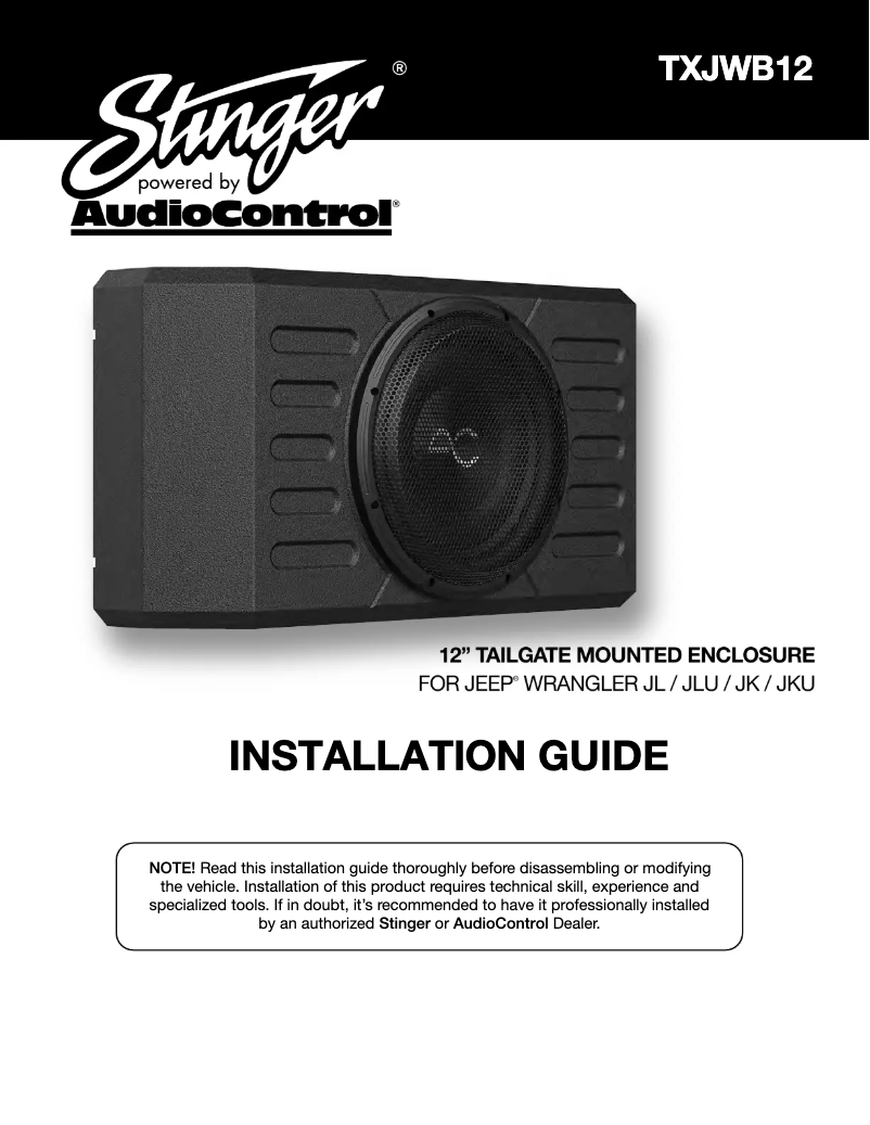 Page 1 de la notice Manuel utilisateur Stinger TXJWB12