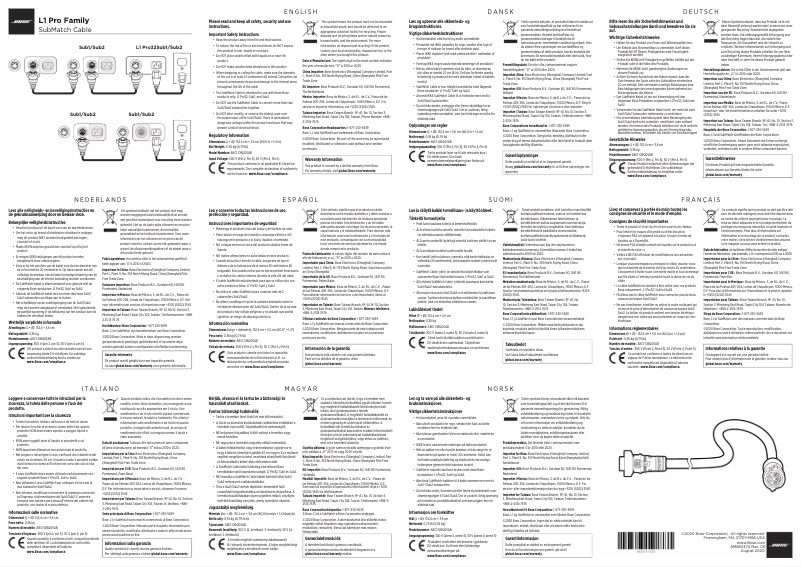 Page 1 de la notice Manuel utilisateur Bose L1 Pro Family SubMatch Cable