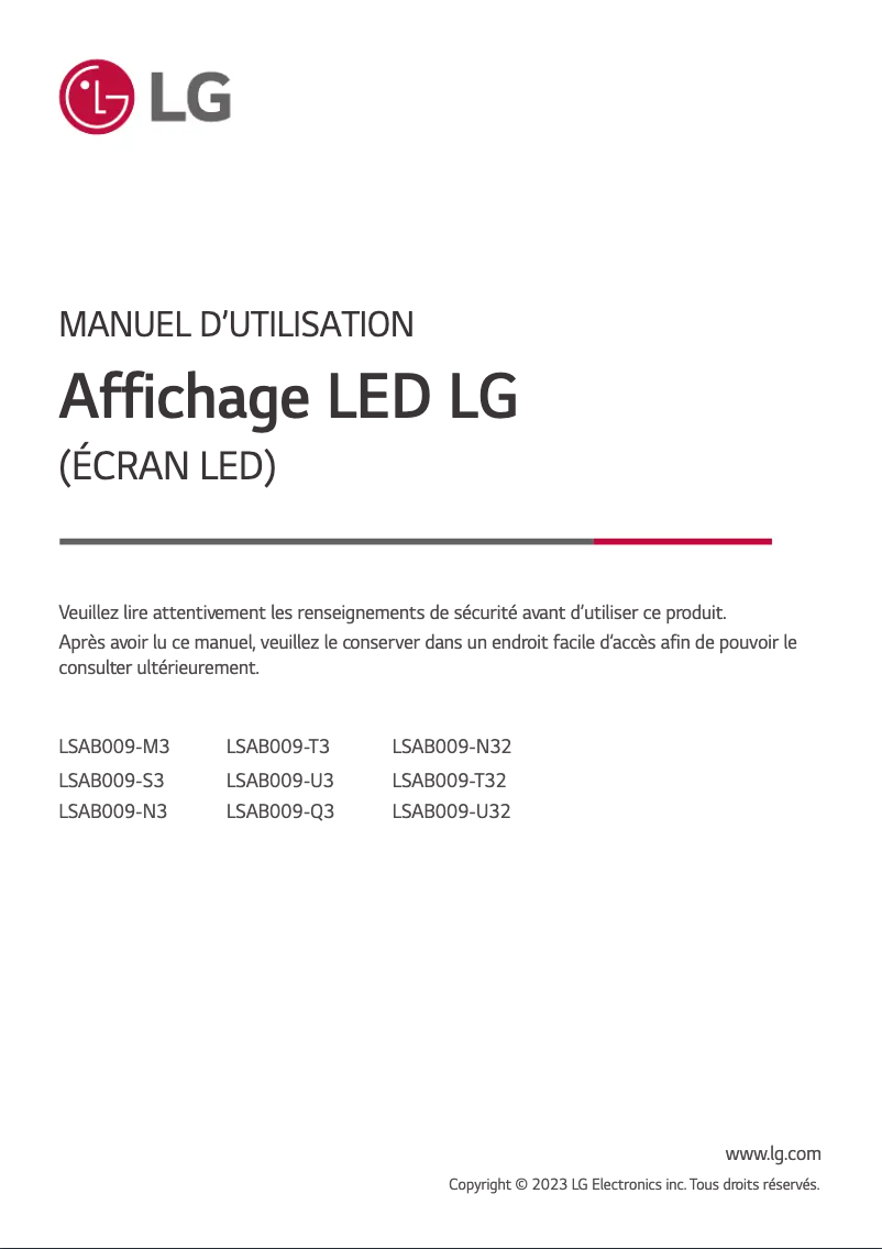 Image de la première page du manuel de l'appareil LSAB009-N3