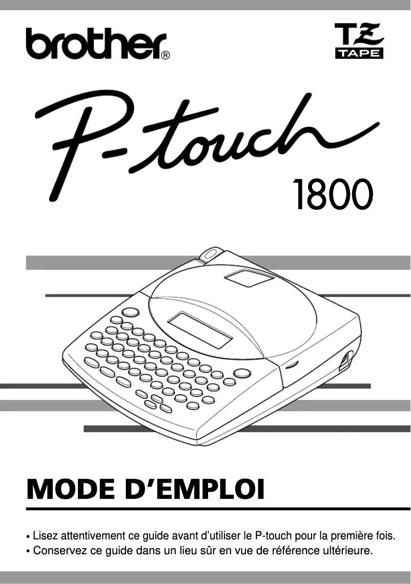 Page 1 de la notice Manuel utilisateur Brother P-touch PT-1800