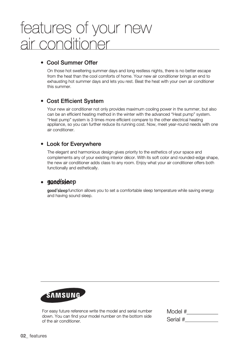 Page 1 de la notice Manuel utilisateur Samsung AQ09UGDX