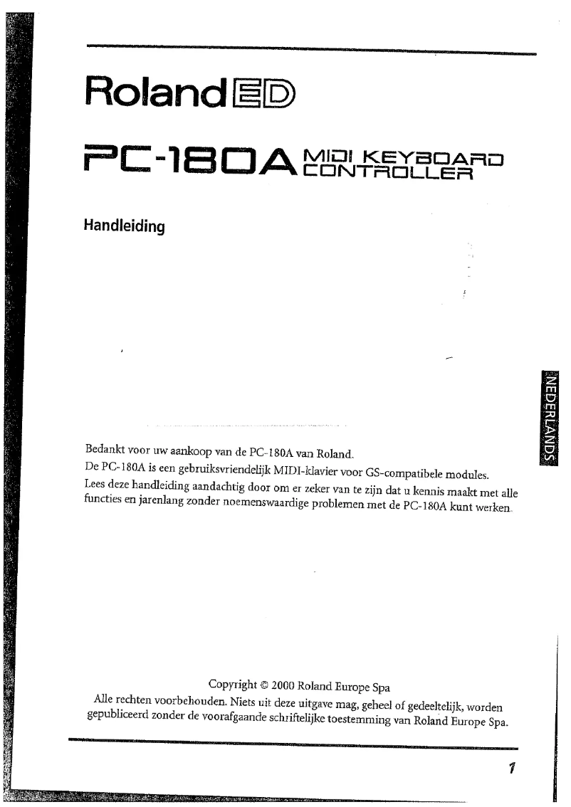 Page 1 de la notice Manuel utilisateur Roland PC-180A