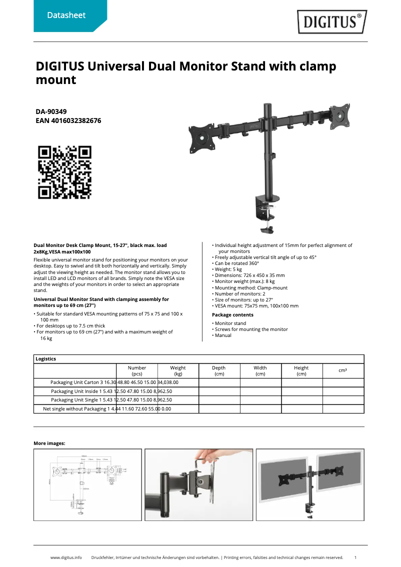 Página 1 del manual Ficha técnica Digitus DA-90349