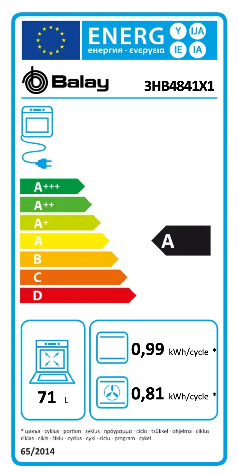 Page n°1 - Label énergétique Balay 3EB967FR
