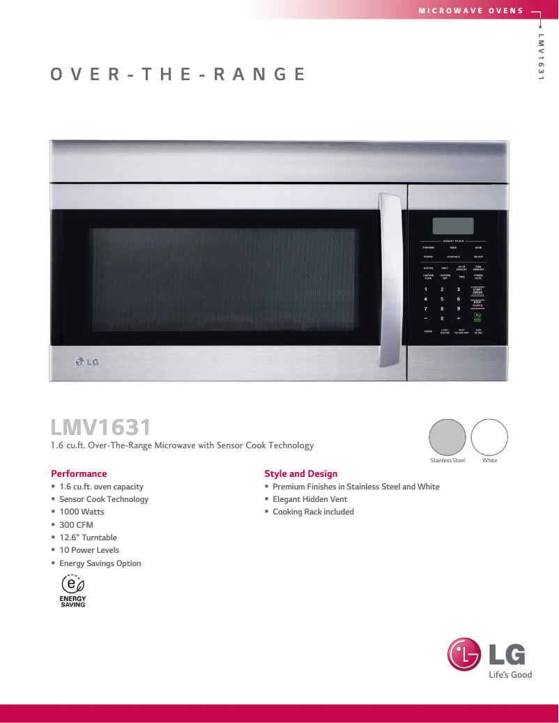 Page n°1 - Fiche technique LG LMV1631SW