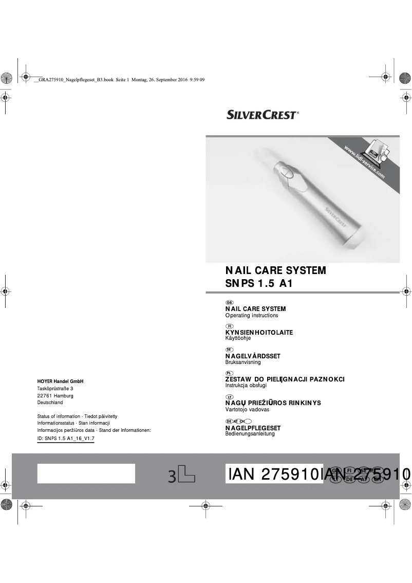 Page 1 de la notice Manuel utilisateur SilverCrest SNPS 1.5 A1