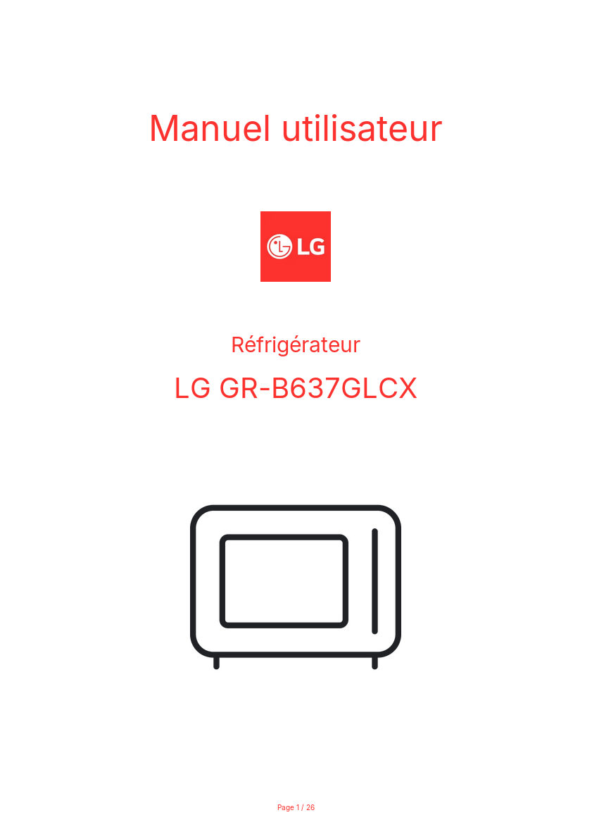 Image de la première page du manuel de l'appareil GR-B637GLCX