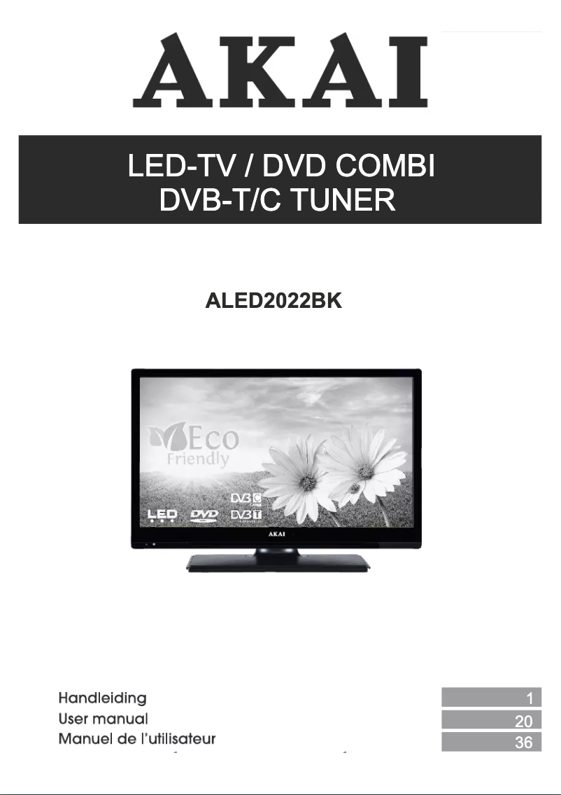 Page n°1 - Manuel utilisateur AKAI ALED2022BK