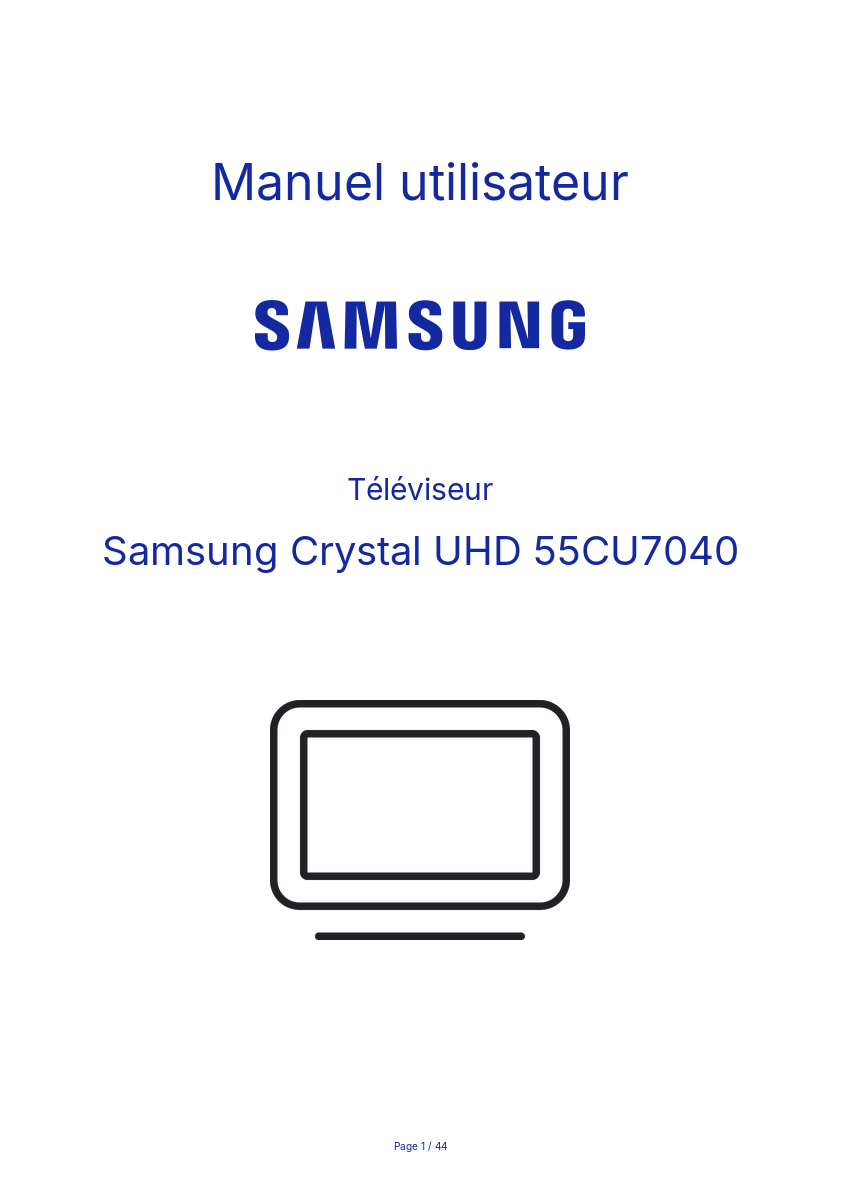 Image de la première page du manuel de l'appareil Crystal UHD 55CU7040