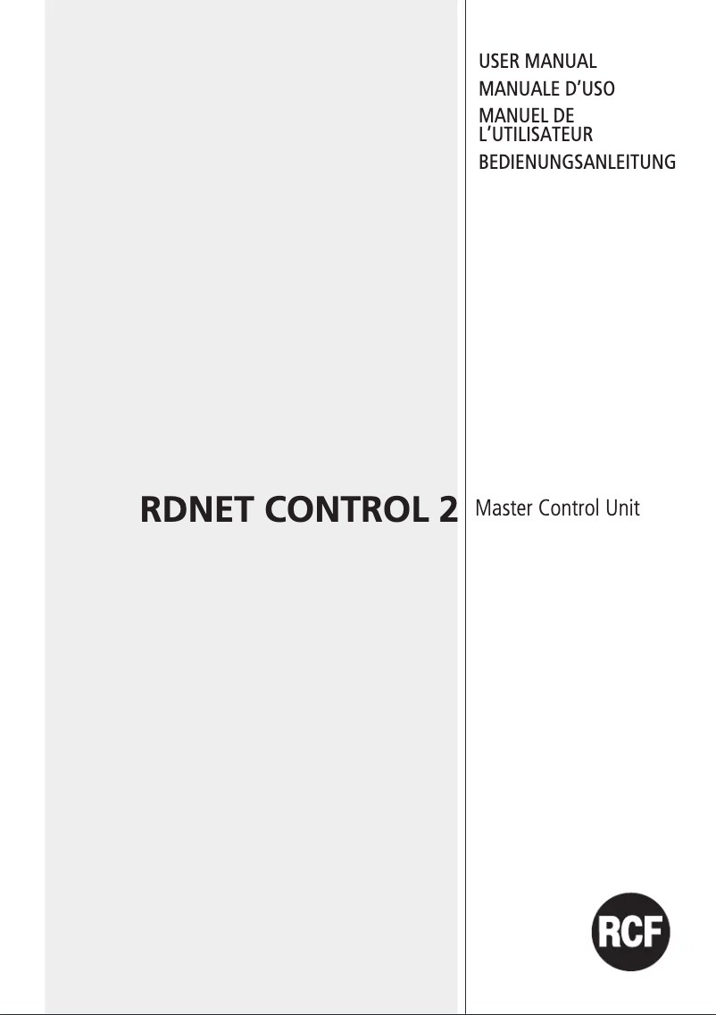 Page 1 de la notice Manuel utilisateur RCF RDNET CONTROL 2