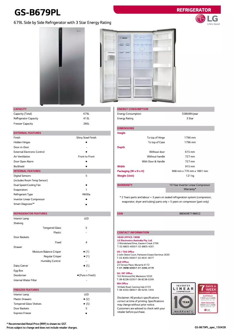 Image de la première page du manuel de l'appareil GS-B679PL
