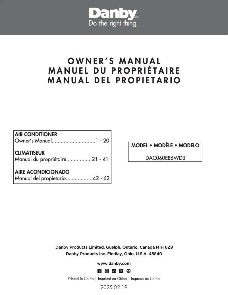 Image de la première page du manuel de l'appareil DAC060EB6WDB