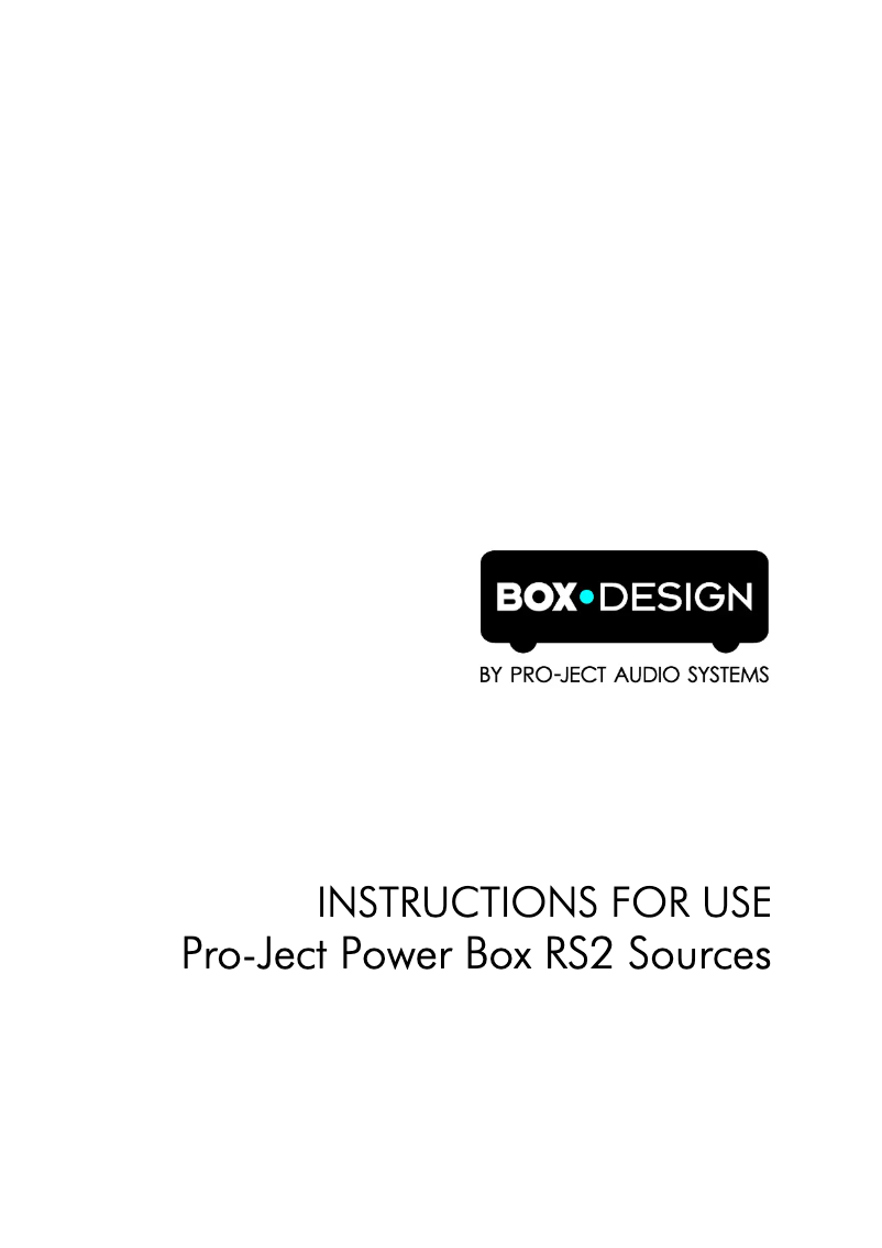 Page n°1 - Manuel utilisateur Pro-Ject Power Box RS2 Sources