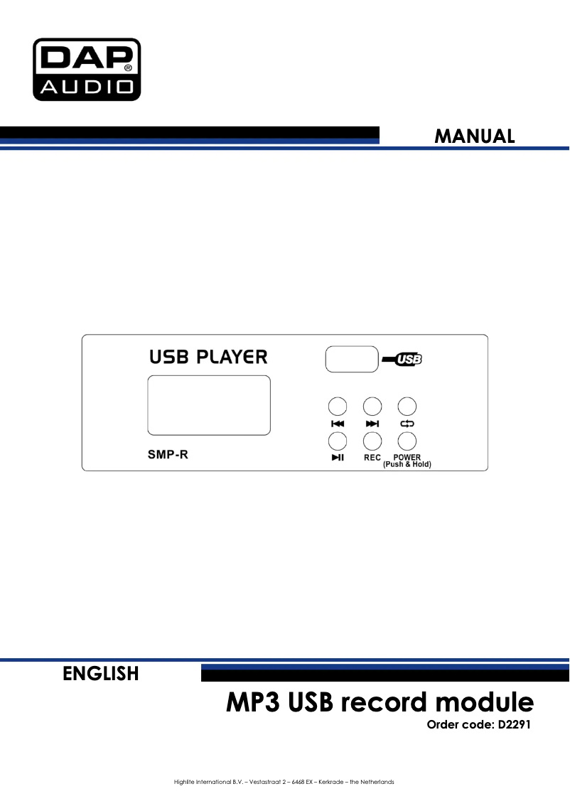 Imagen de la primera página del manual del dispositivo MP3 USB record module