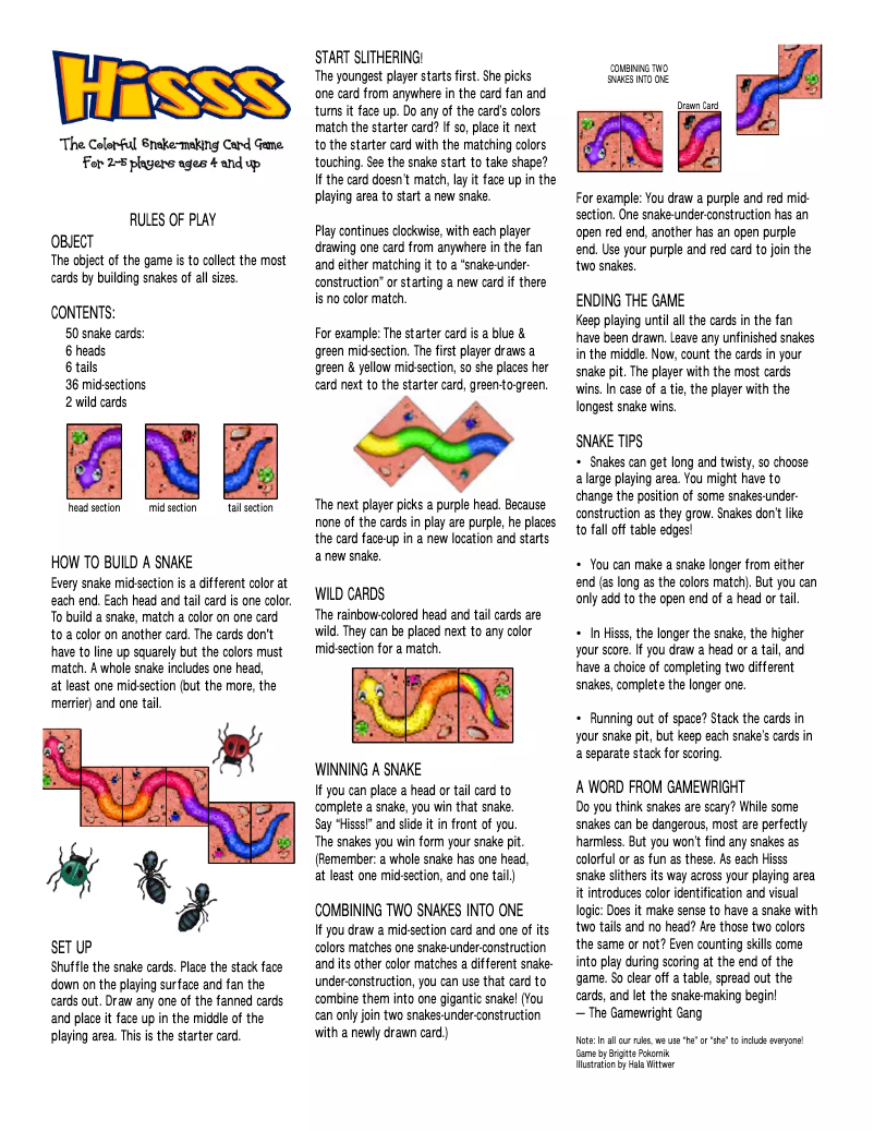 Page n°1 - Manuel utilisateur Gamewright Hisss