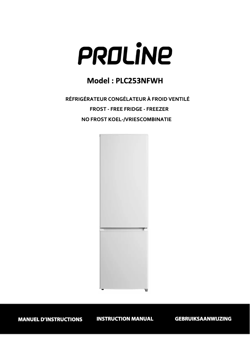 Page 1 de la notice Manuel utilisateur Proline PLC253NFWH