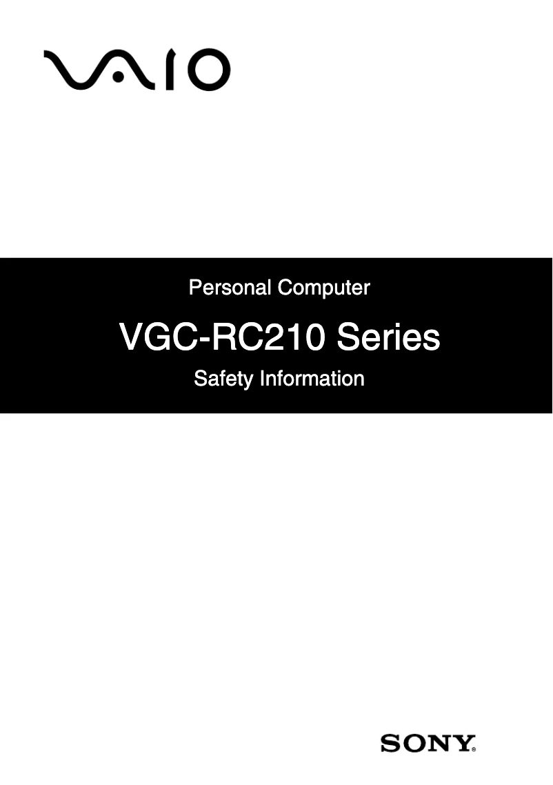 Page 1 de la notice Instructions de sécurité Sony Vaio VGC-RC210G