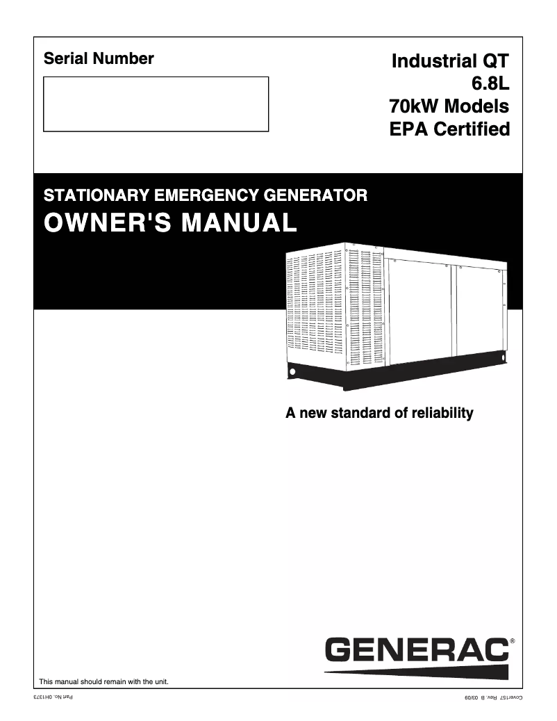 Page 1 de la notice Manuel utilisateur Generac QT07068AVSNA