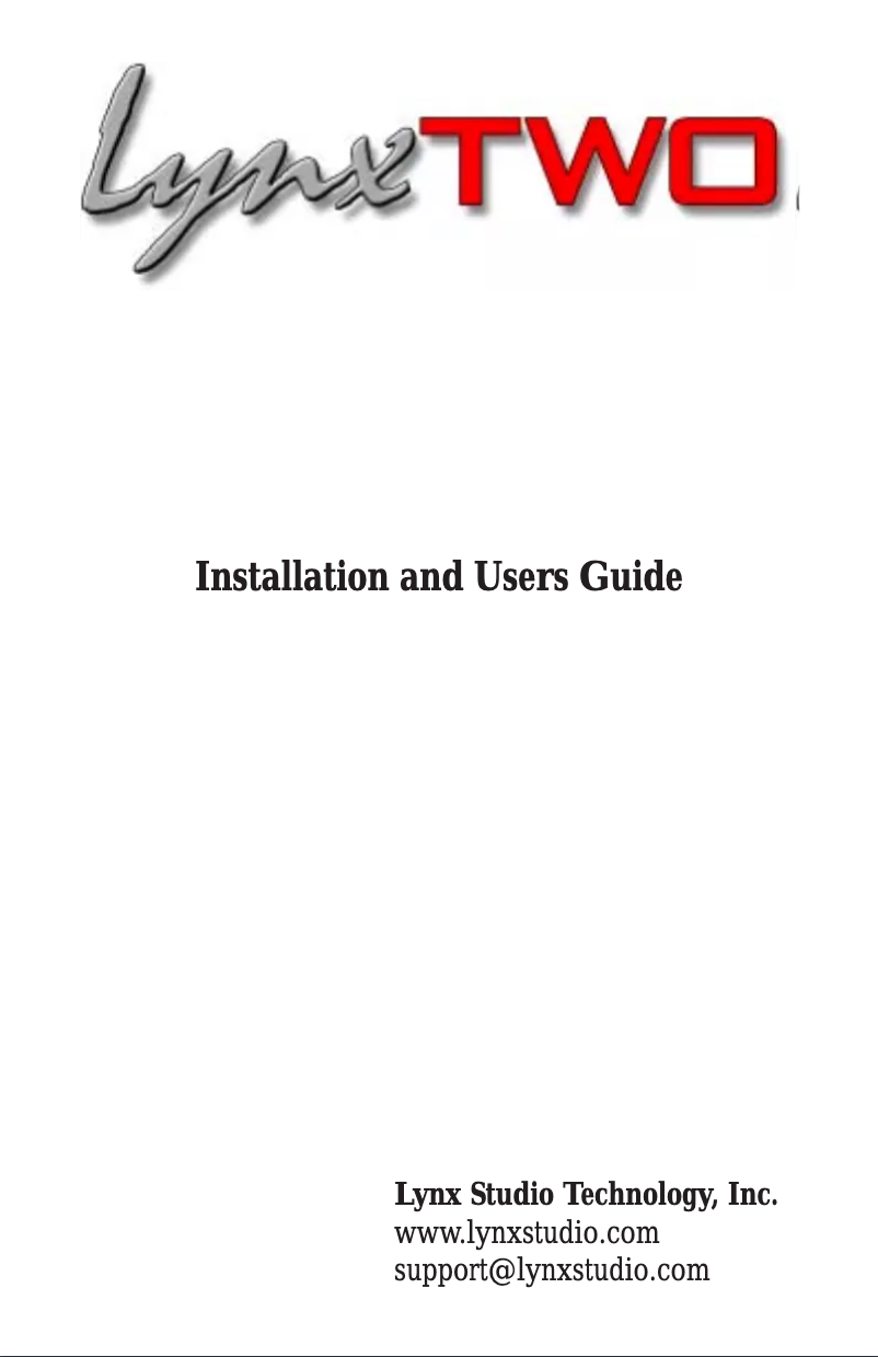 Page 1 de la notice Manuel utilisateur Lynx Two