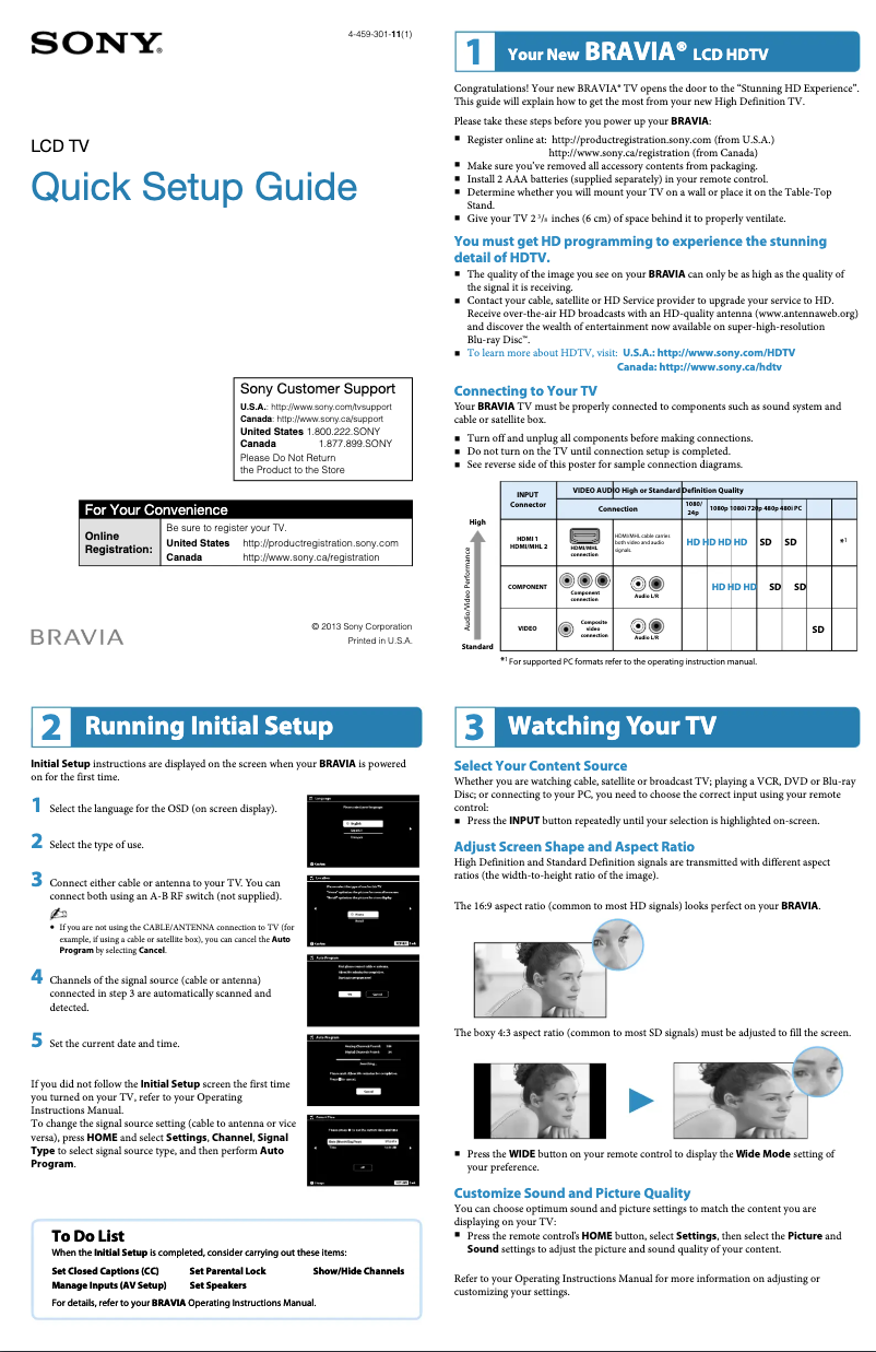 Page n°1 - Guide d'installation Sony Bravia KDL-32R421A