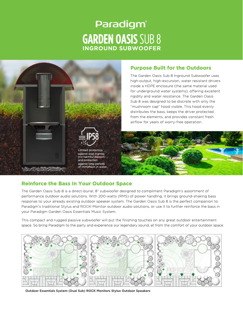 Image de la première page du manuel de l'appareil Garden Oasis Sub 8