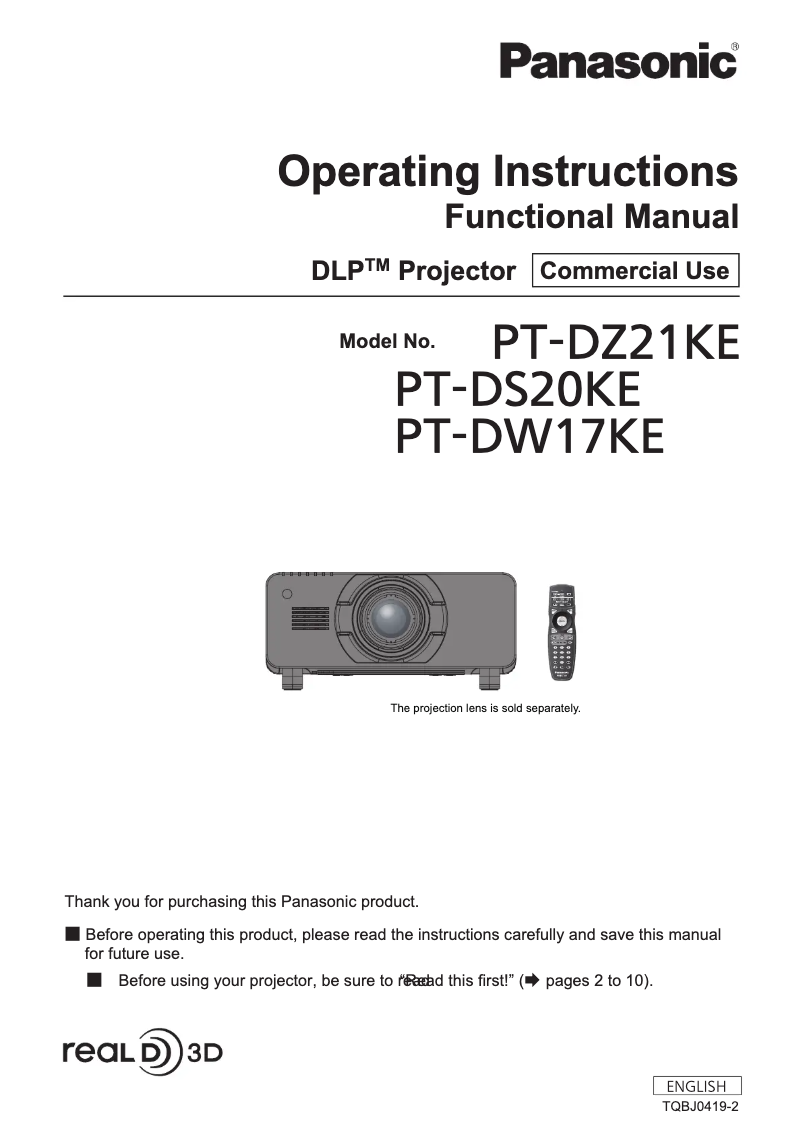 Página 1 del manual Manual de usuario Panasonic PT-DS20KEJ